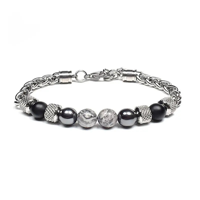 Single-row Natural Stone Bead Lobster Claw Clasp Bracelet VRAFI
