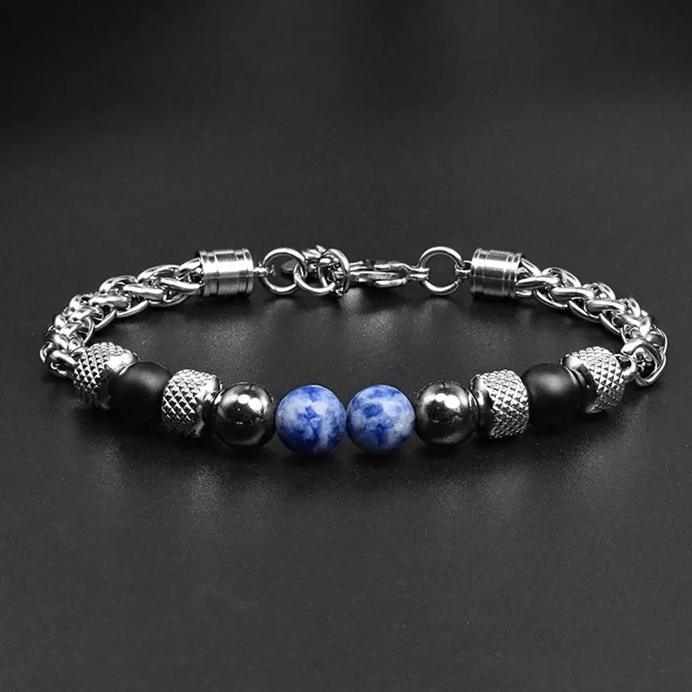Single-row Natural Stone Bead Lobster Claw Clasp Bracelet VRAFI