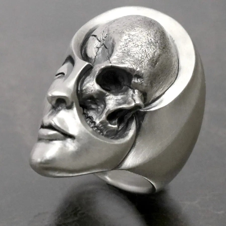 Skull In Face Stainless Steel Ring - Vrafi Jewelry