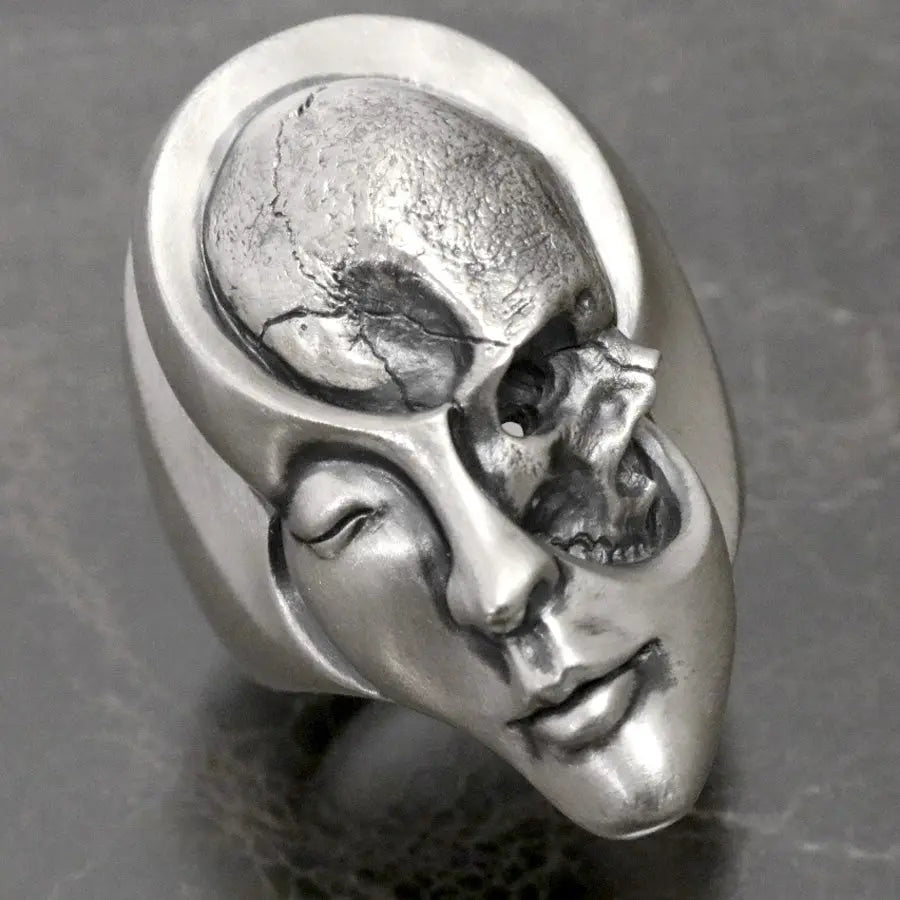 Skull In Face Stainless Steel Ring - Vrafi Jewelry