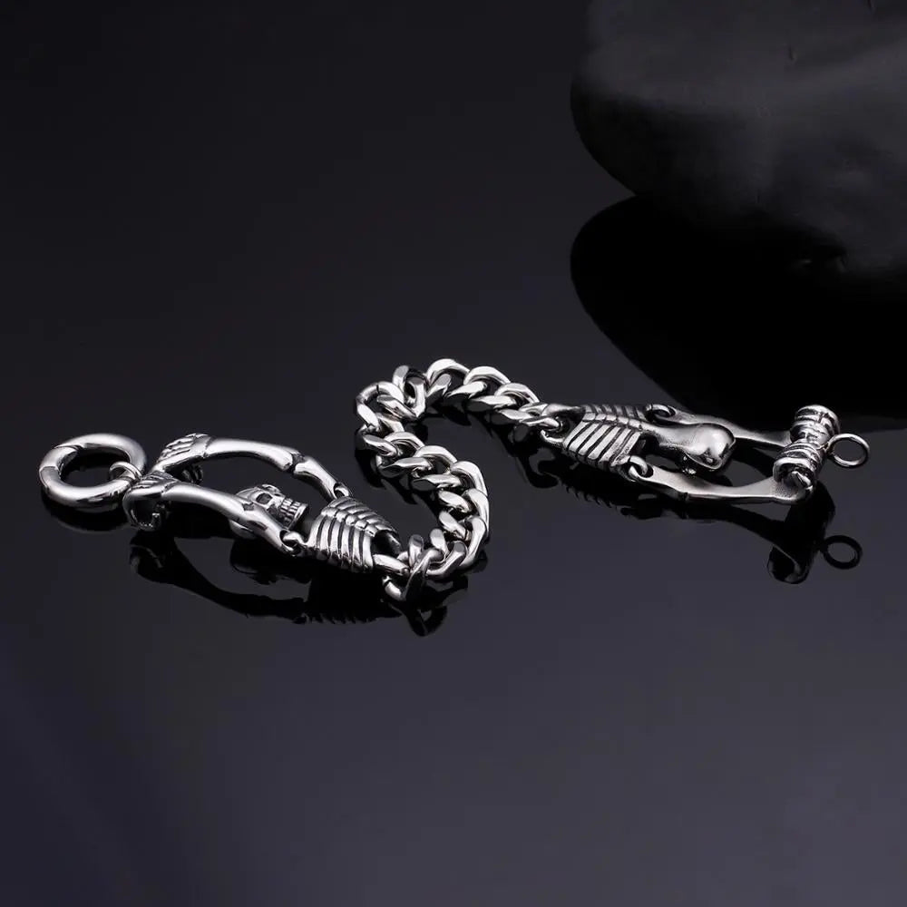 Skull Skeleton Stainless Steel Retro Bracelet - Vrafi Jewelry
