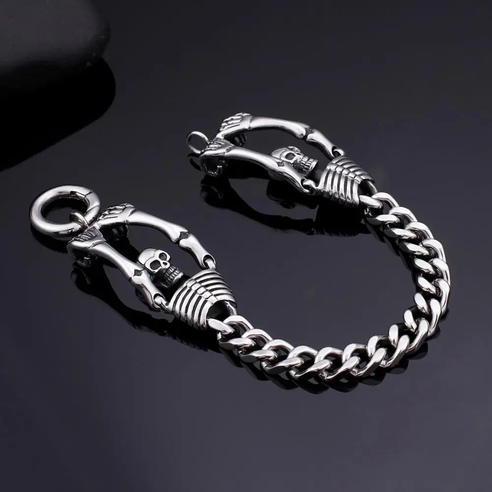 Skull Skeleton Stainless Steel Retro Bracelet - Vrafi Jewelry