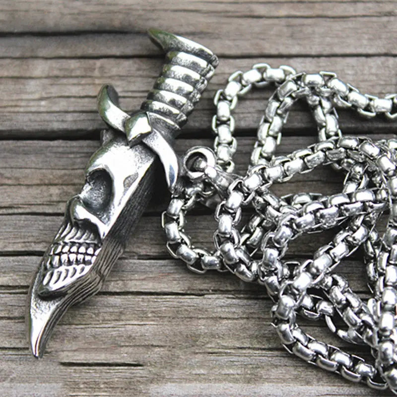 Solid Double-sided Skull Dagger Pendant VRAFI