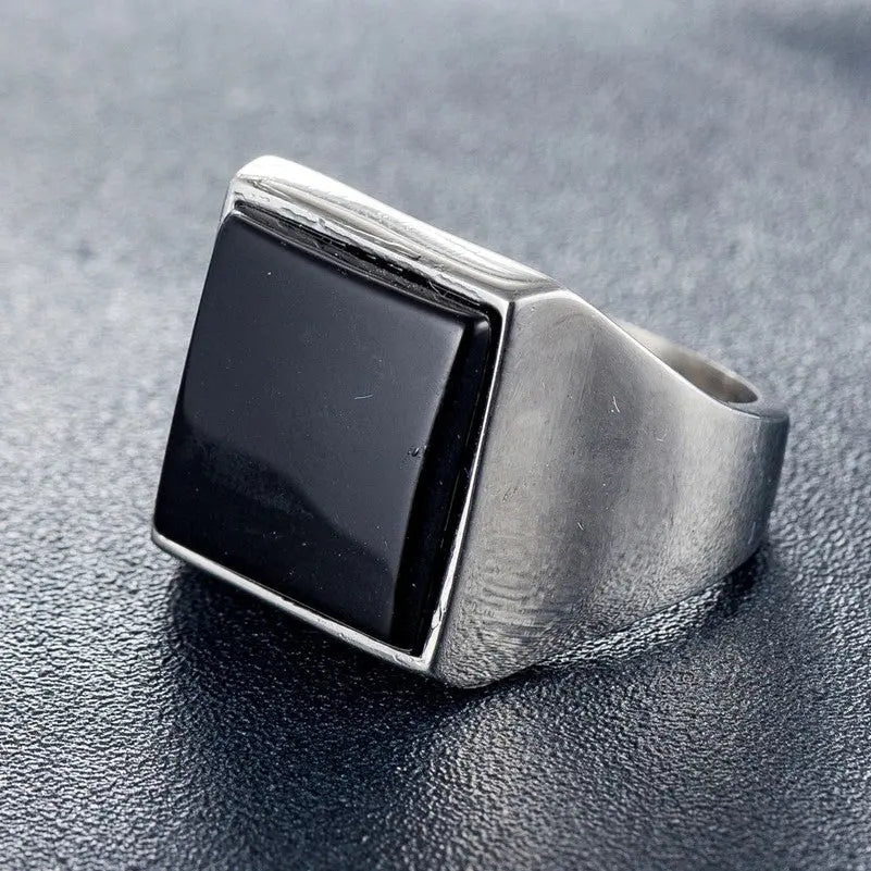 Square Tiger's Eye Stainless Steel Ring VRAFI