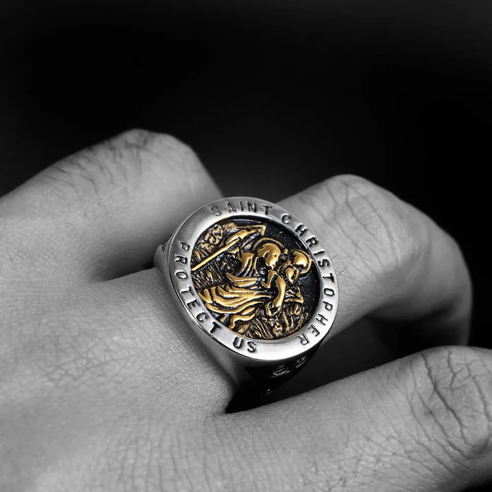 St. Christopher Protect US Cross Ring - Vrafi Jewelry
