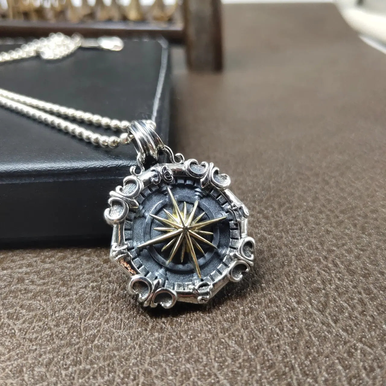 Sterling Silver Nautical Compass Pendant VRAFI