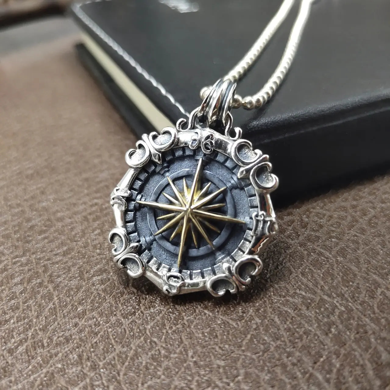 Sterling Silver Nautical Compass Pendant VRAFI