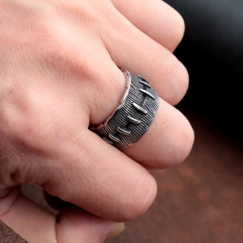 Stitching Stainless Steel Ring - Vrafi Jewelry