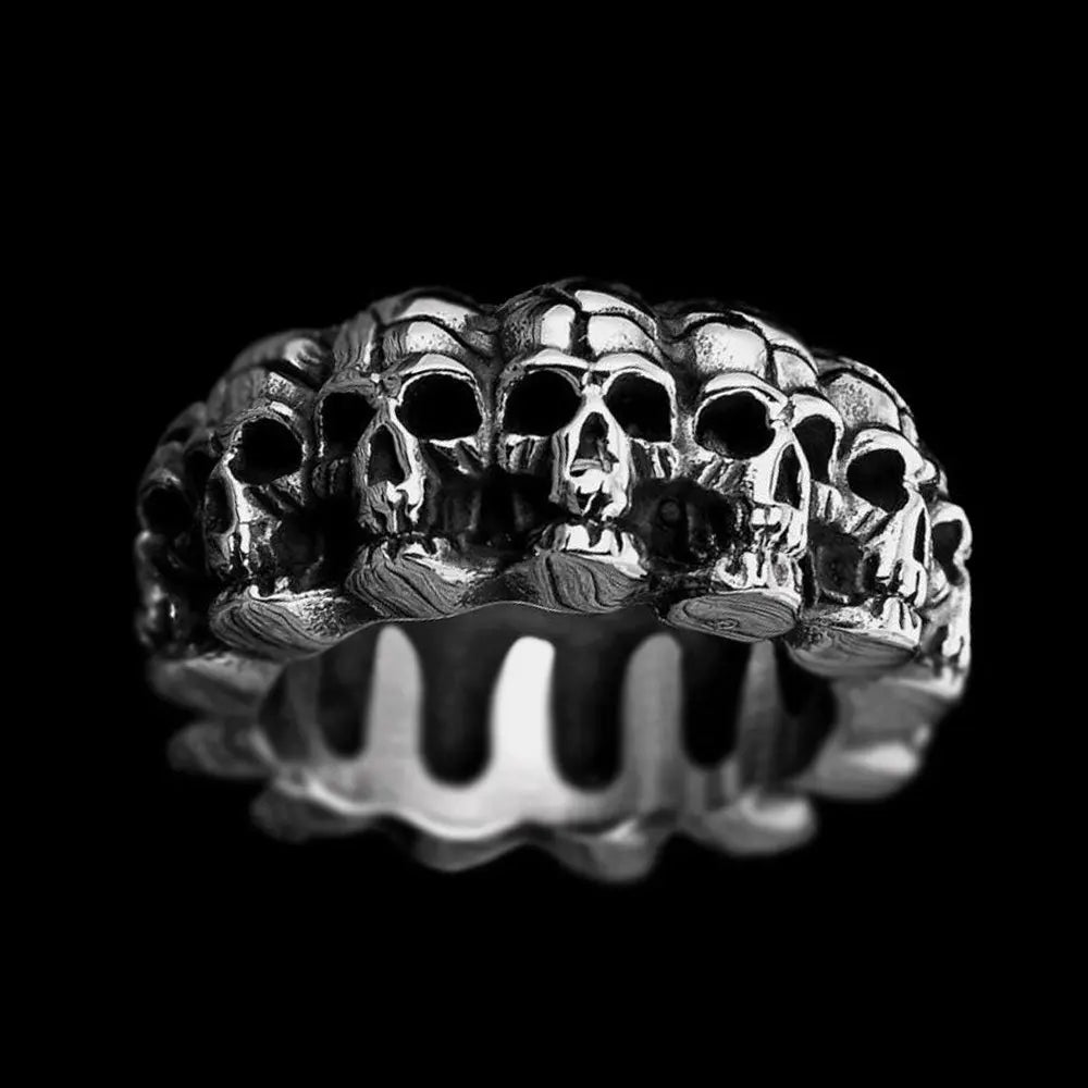 Surrounded Stainless Steel Skull Ring - Vrafi Jewelry