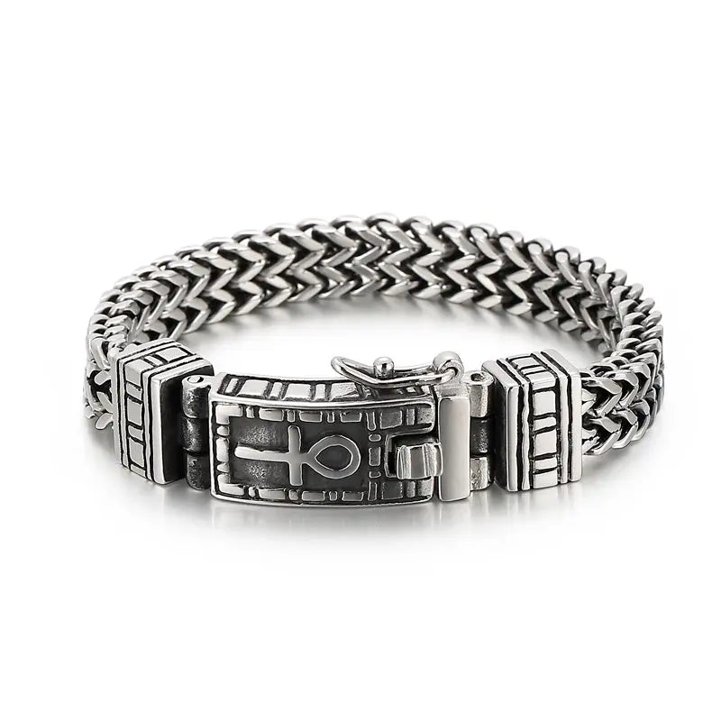 The Ankh Open Box Clasp Stainless Steel Bracelet VRAFI