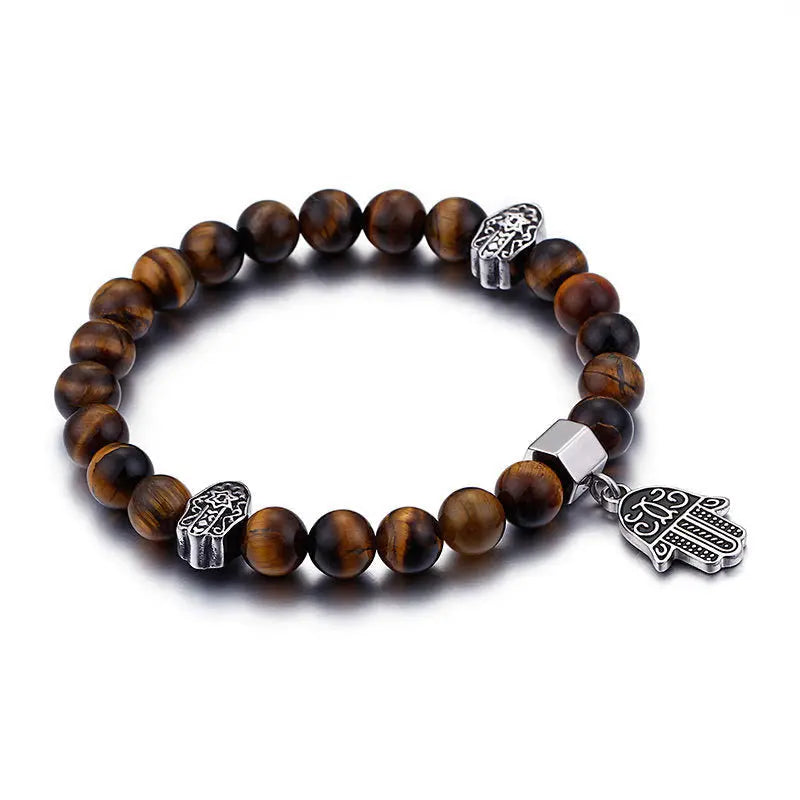 Tiger-eye Bead Hamsa Hand Bracelet VRAFI