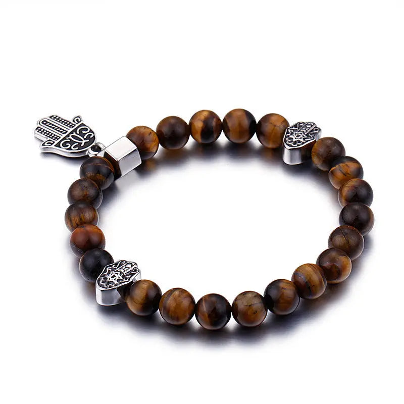 Tiger-eye Bead Hamsa Hand Bracelet VRAFI