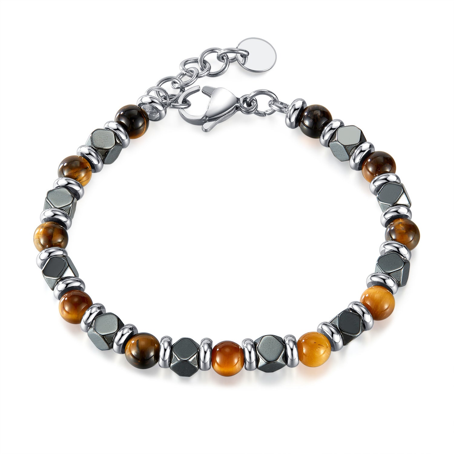Alabaster-Edelstahl-Perlenarmband