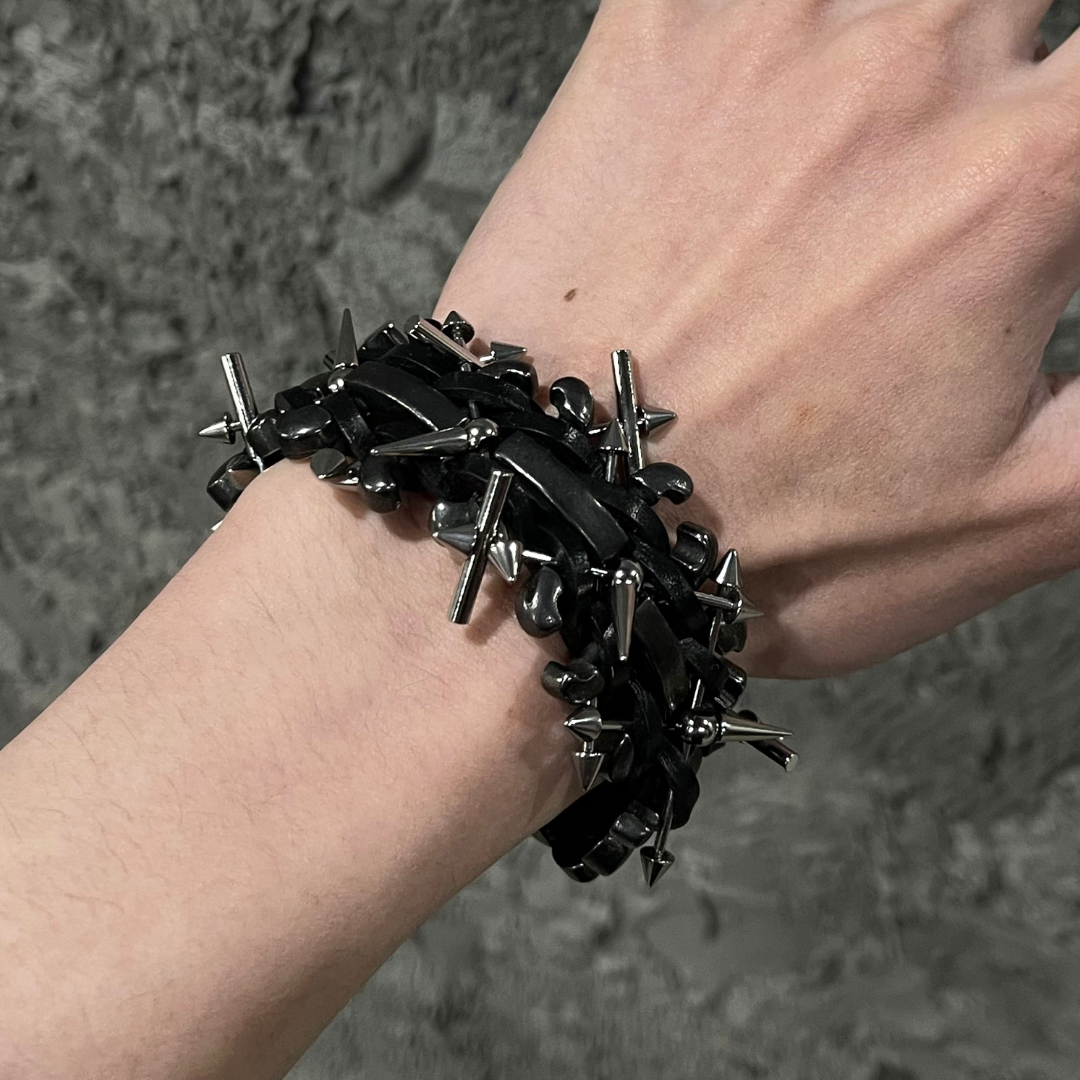 Titanium Steel Ball Cowhide Bracelet