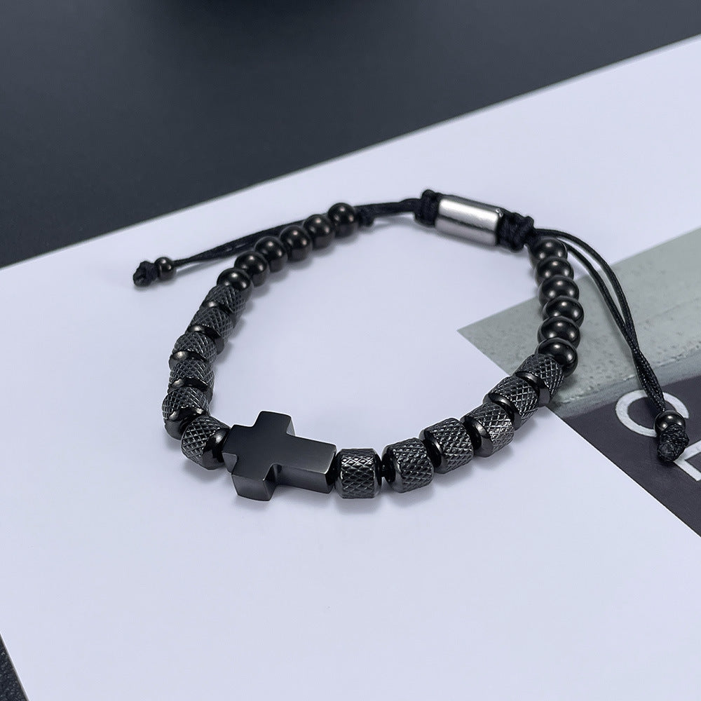 Bracciale con perline in acciaio inossidabile alabastro