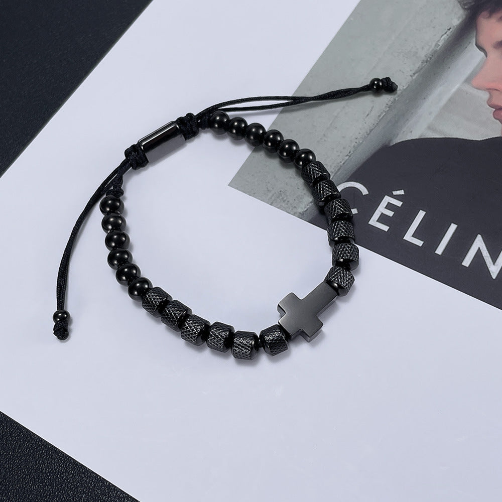 Bracciale con perline in acciaio inossidabile alabastro