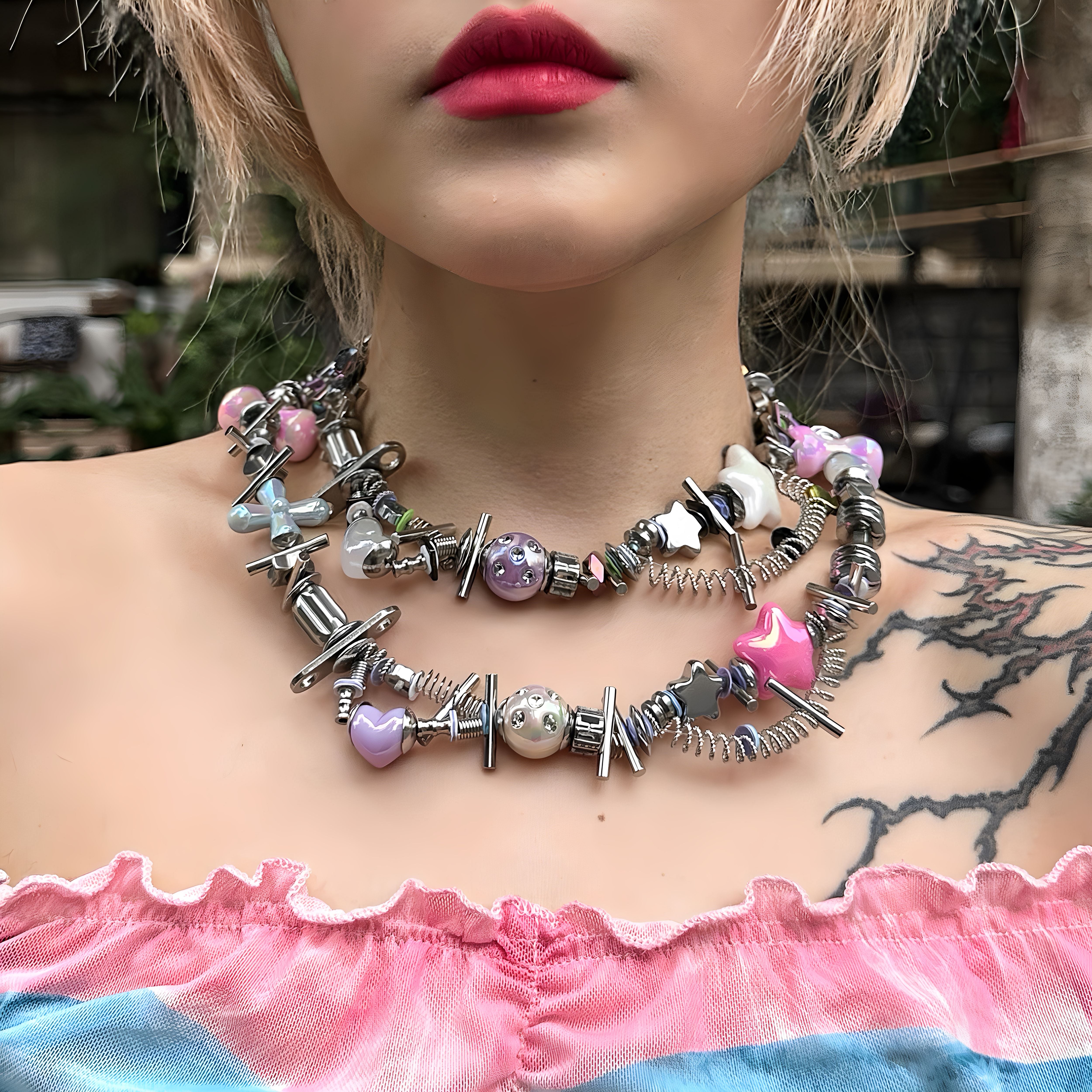 Trendy Colorful Bead Necklace
