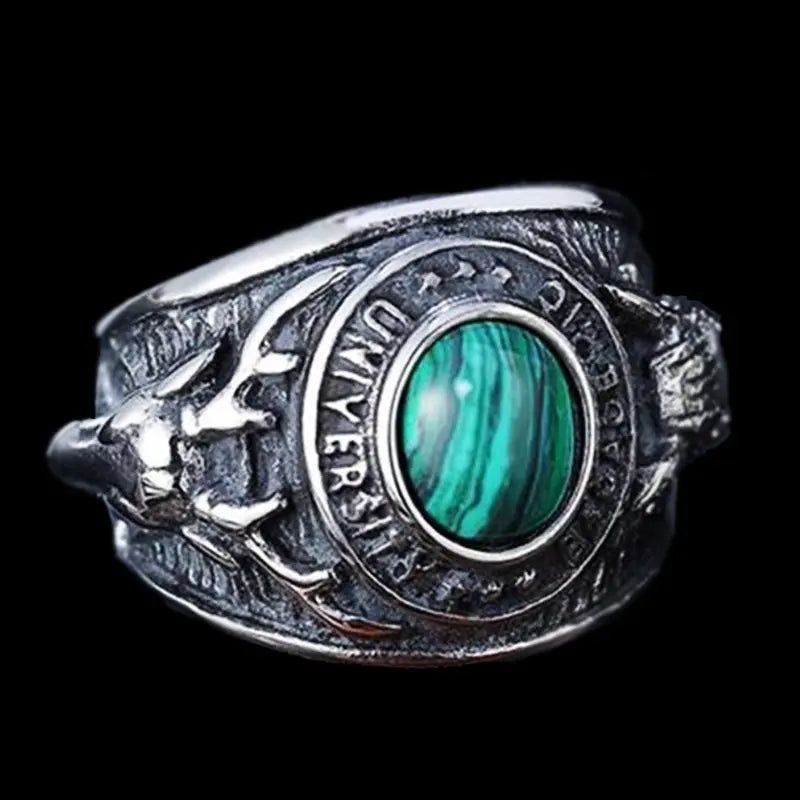 Turquoise-Obsidian Nordic Elk Ring VRAFI