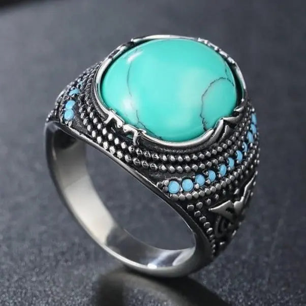 Turquoise Stainless Steel Ring - Vrafi Jewelry