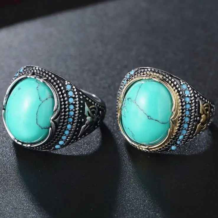 Turquoise Stainless Steel Ring - Vrafi Jewelry