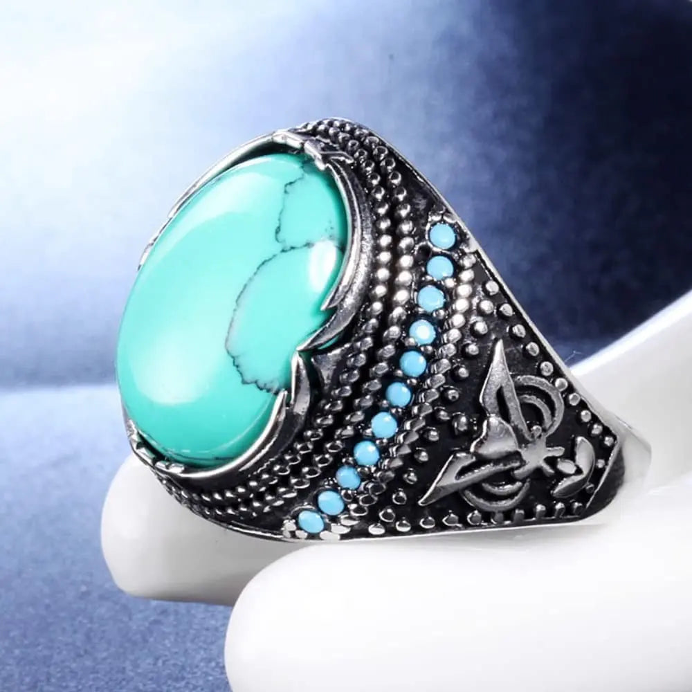 Turquoise Stainless Steel Ring - Vrafi Jewelry