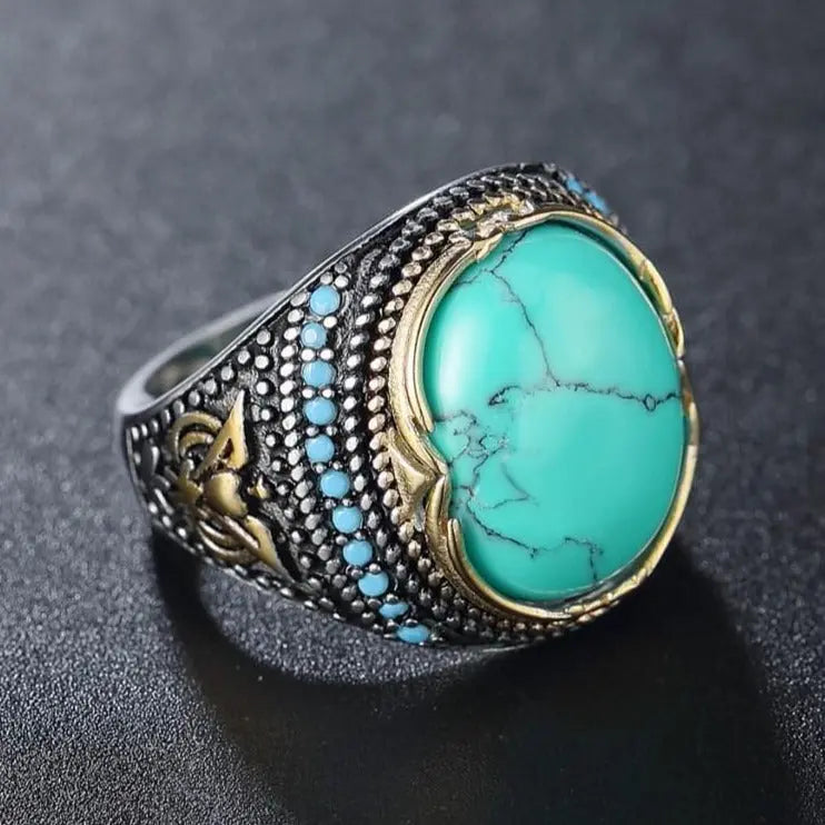 Turquoise Stainless Steel Ring - Vrafi Jewelry
