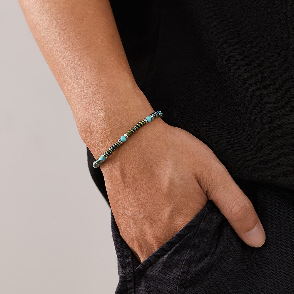 Pulsera de cuentas de acero inoxidable de alabastro