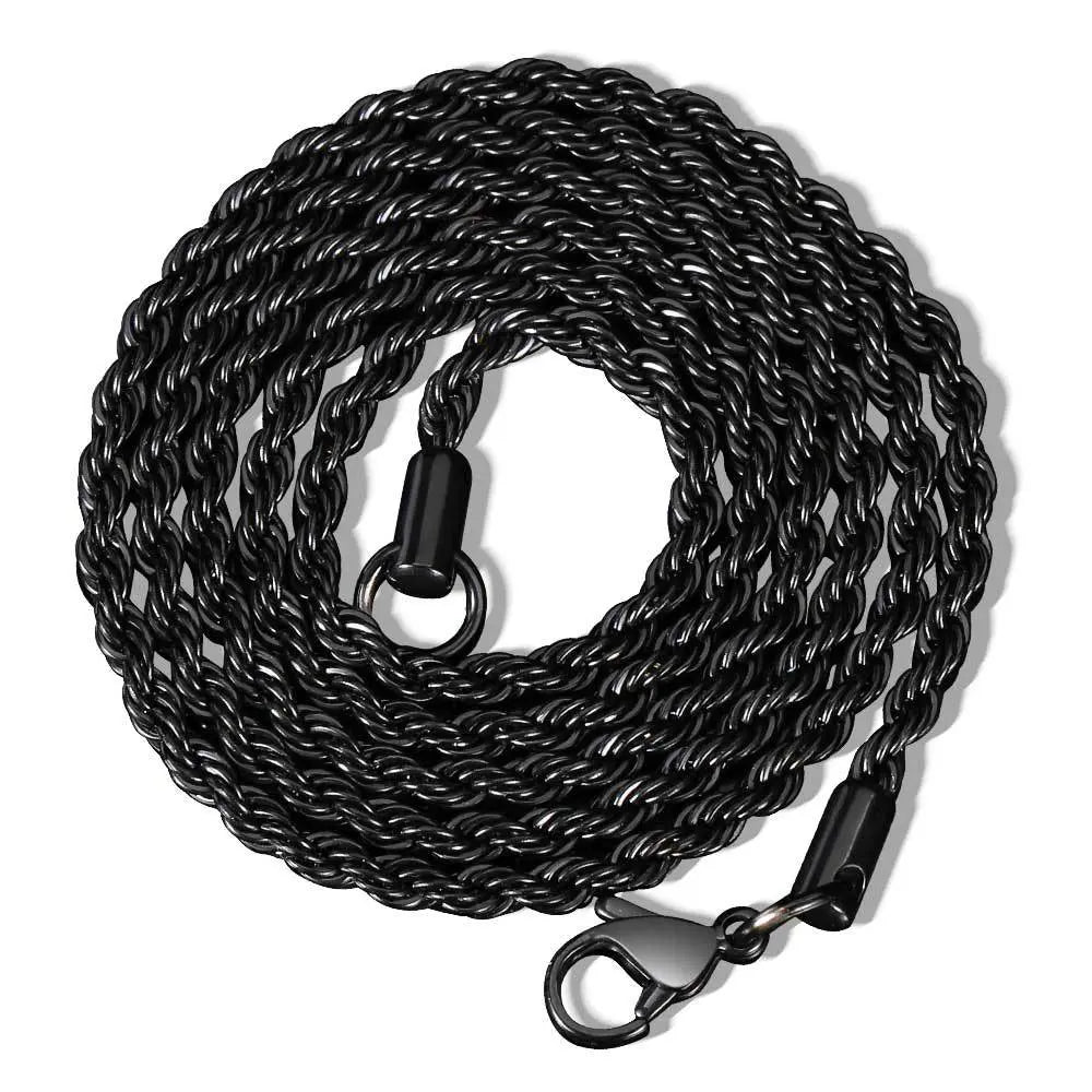 Twisted Stainless Steel Rope Chain-Black Vrafi Jewelry