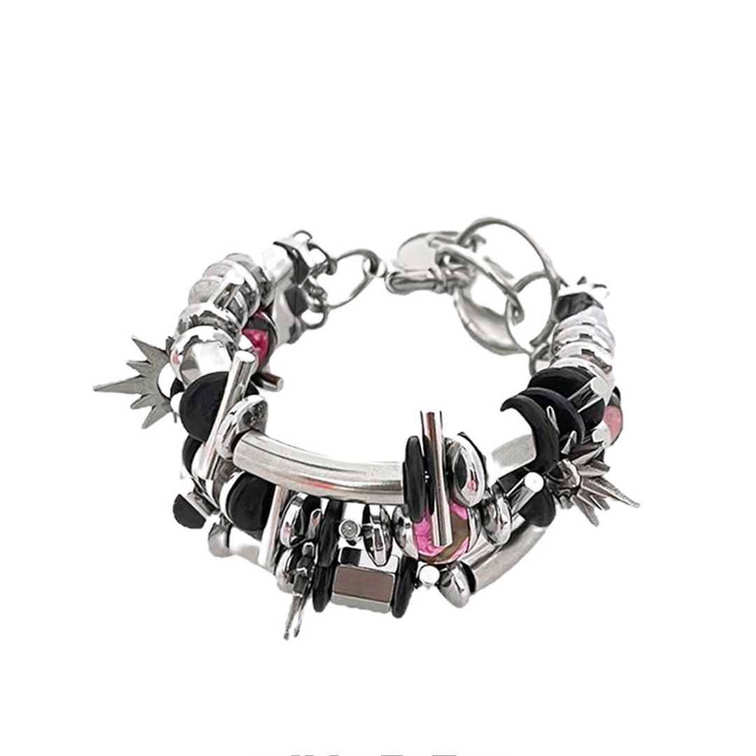 Titanium Steel Parts Agate Beaded Bracelet