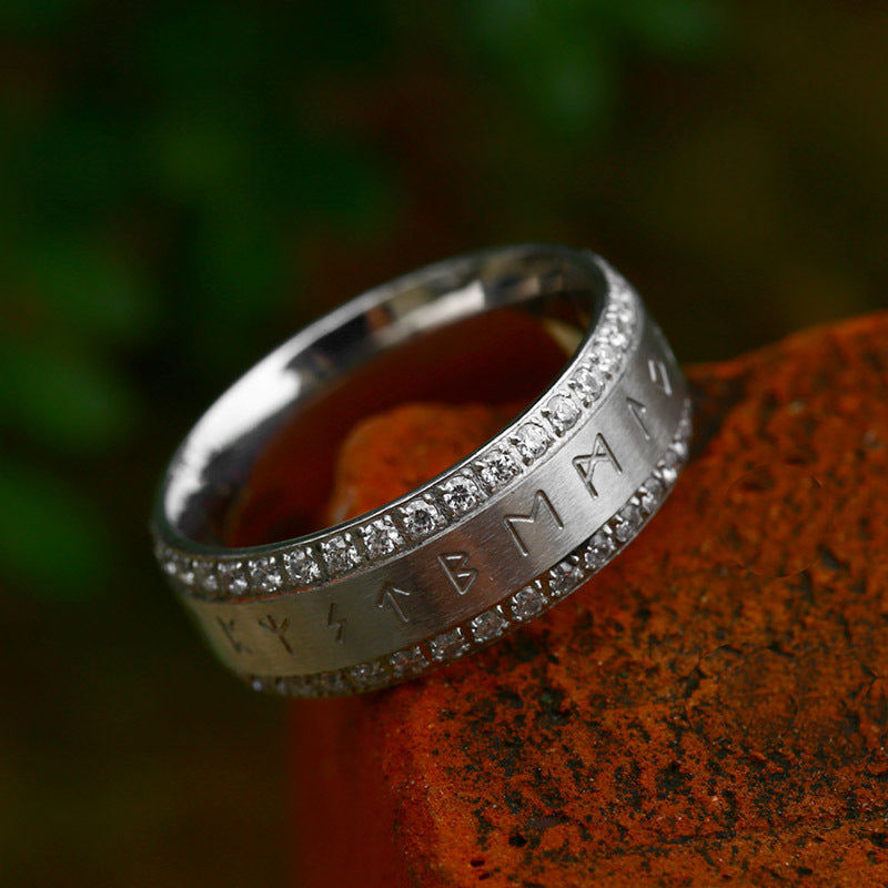 Viking Rune Set Diamond Stainless Steel Ring-Vrafi Jewelry