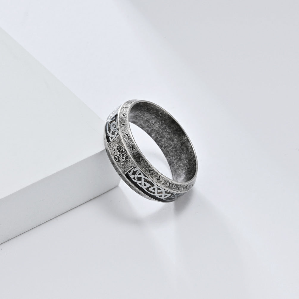 Anello con sigillo minimalista in acciaio inossidabile intagliato