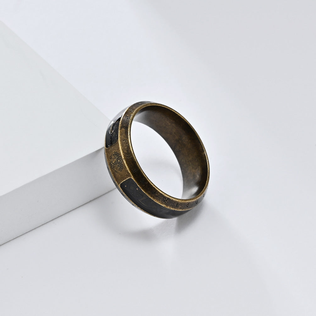 Anello con sigillo minimalista in acciaio inossidabile intagliato