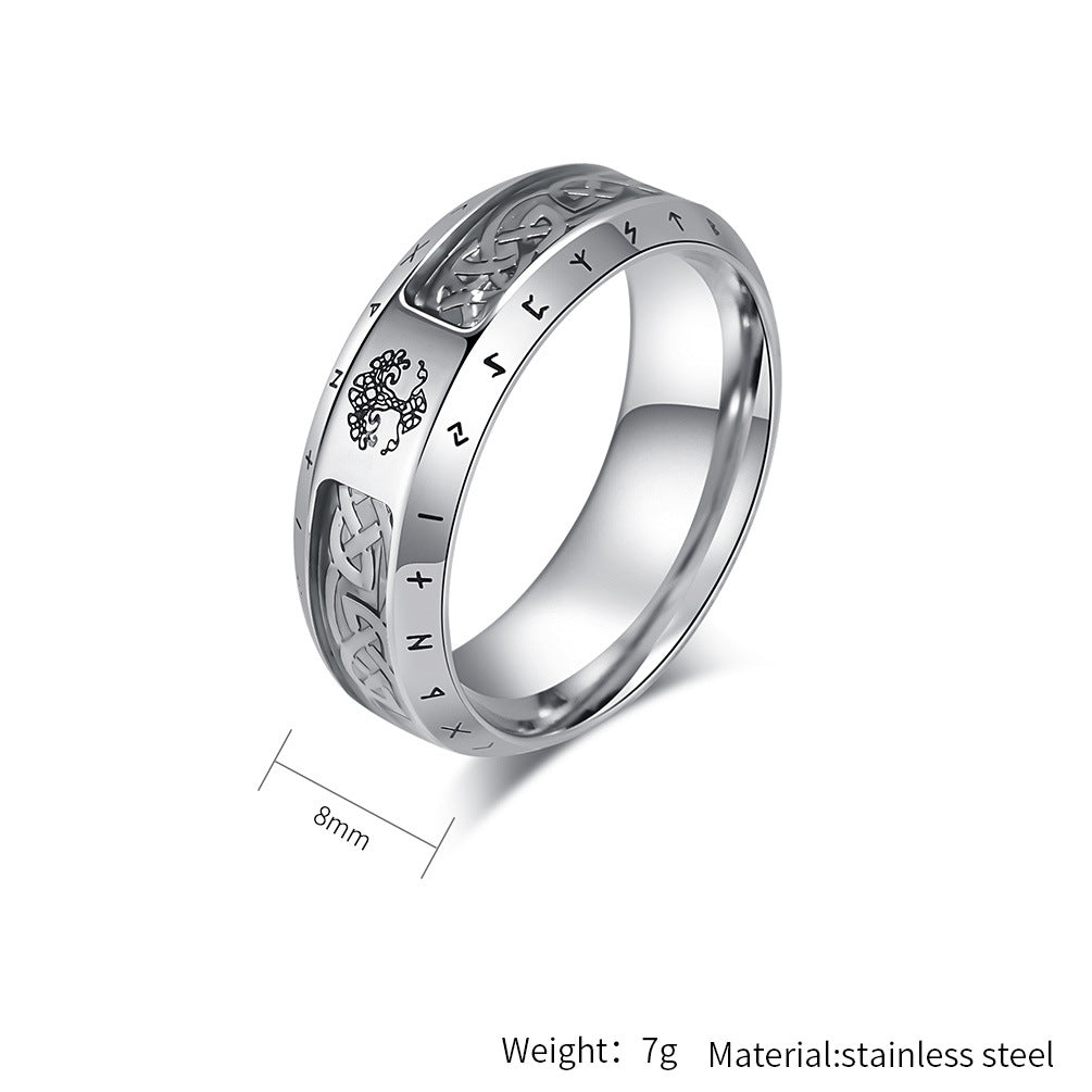 Anello con sigillo minimalista in acciaio inossidabile intagliato