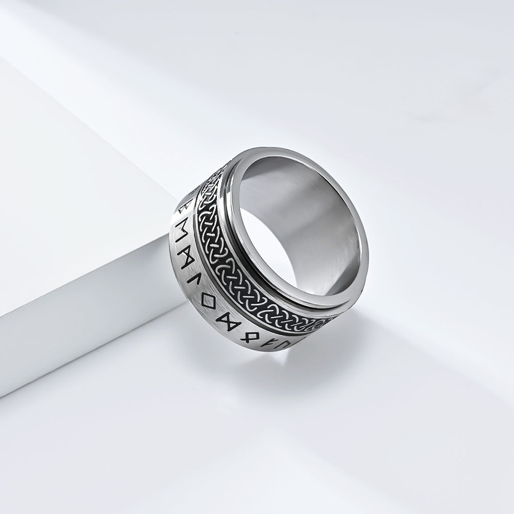 Anello con sigillo minimalista in acciaio inossidabile intagliato