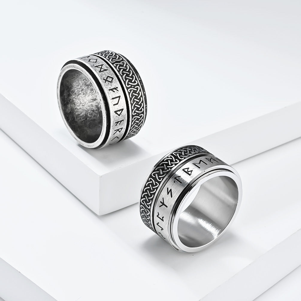 Anello con sigillo minimalista in acciaio inossidabile intagliato