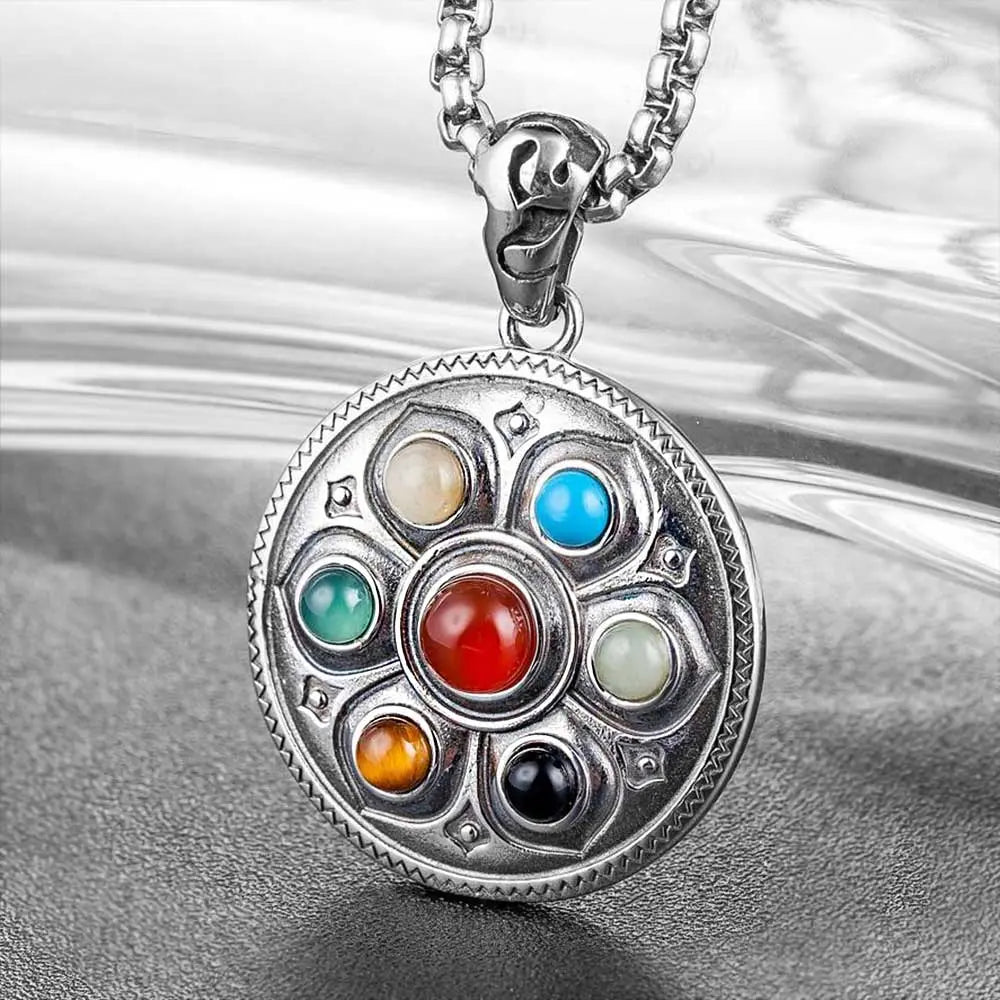 Vintage Distressed Stainless Steel Pendant - Vrafi Jewelry