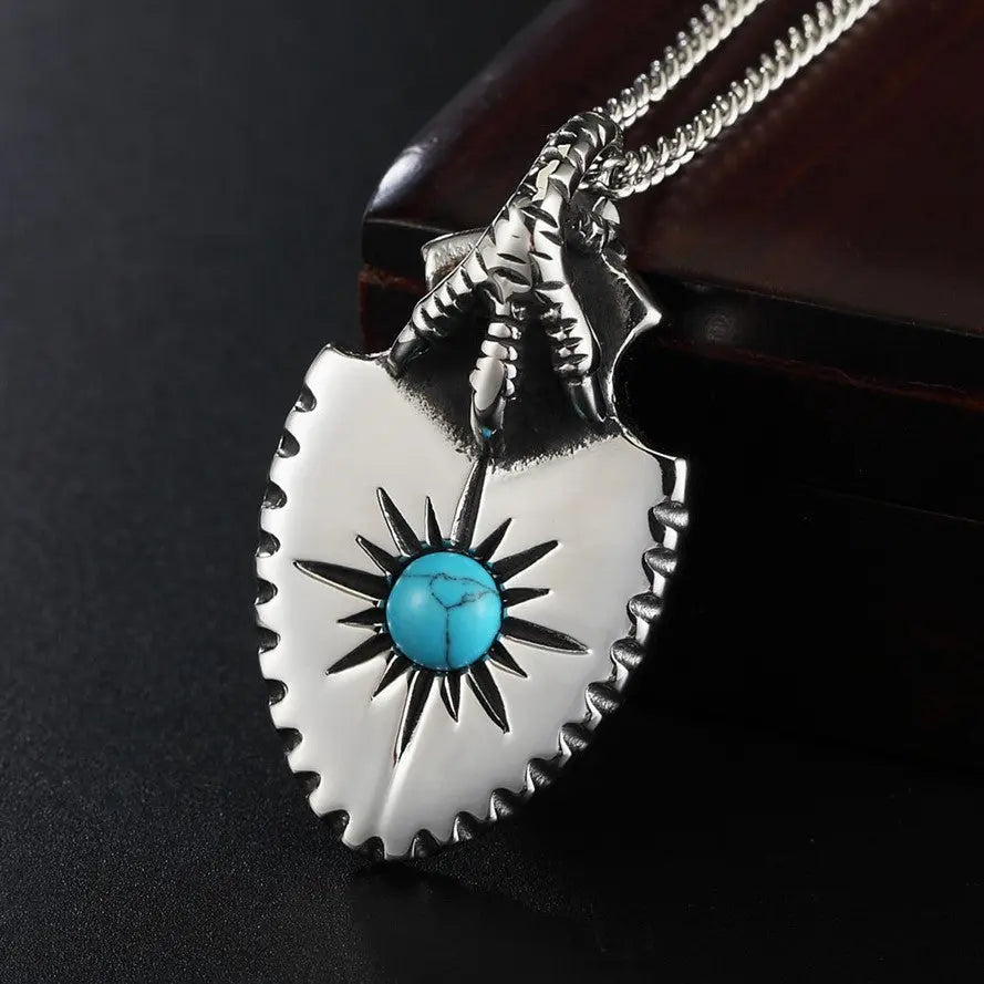 Vintage Turquoise Shield Pendant VRAFI