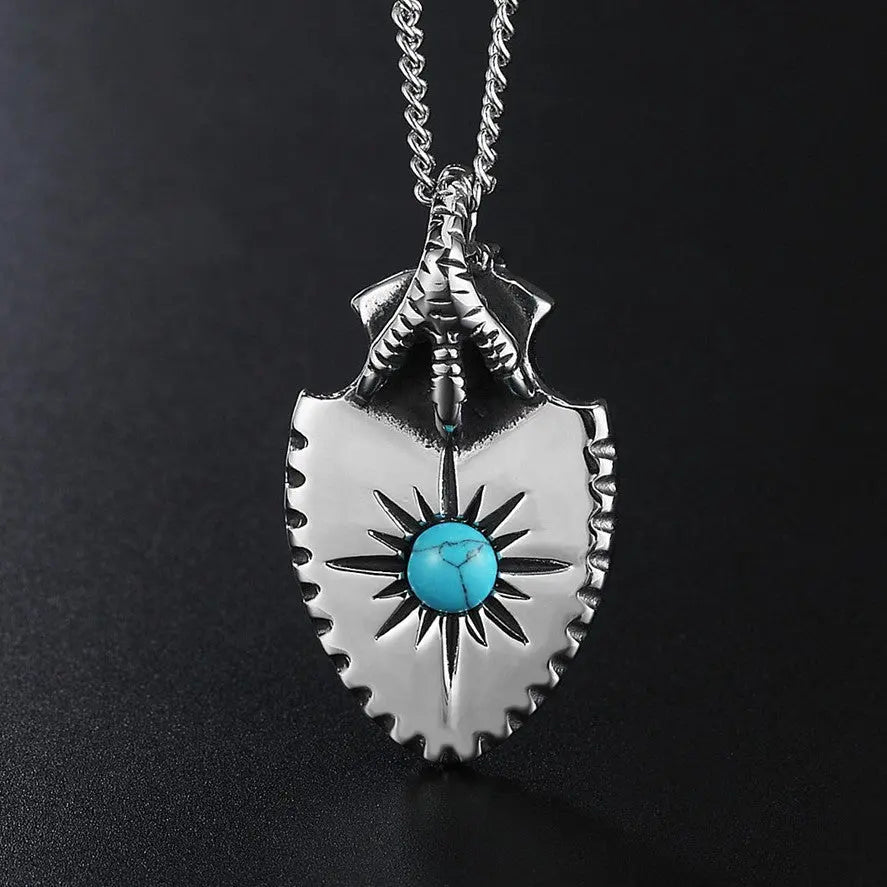 Vintage Turquoise Shield Pendant VRAFI