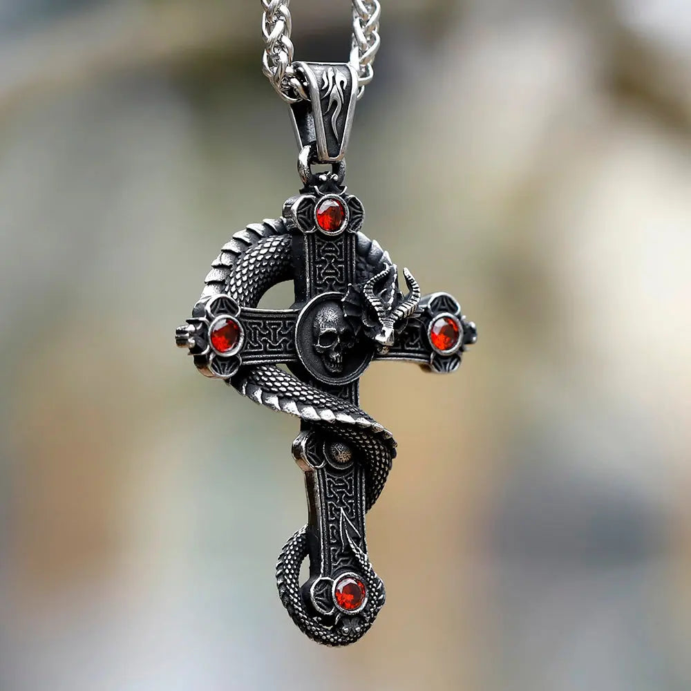 Vintage Winged Dragon Inlaid Stone Pendant - Vrafi Jewelry