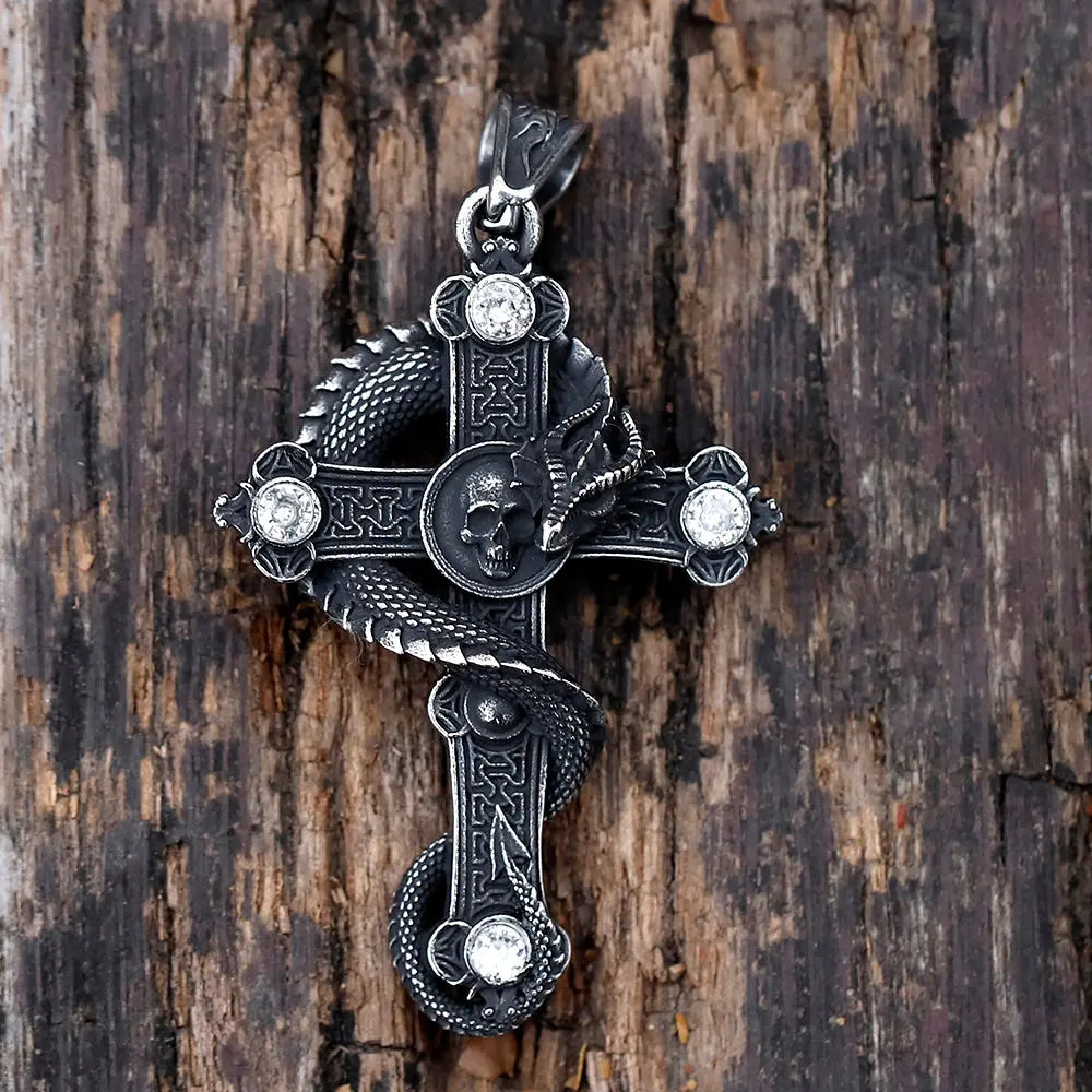 Vintage Winged Dragon Inlaid Stone Pendant - Vrafi Jewelry