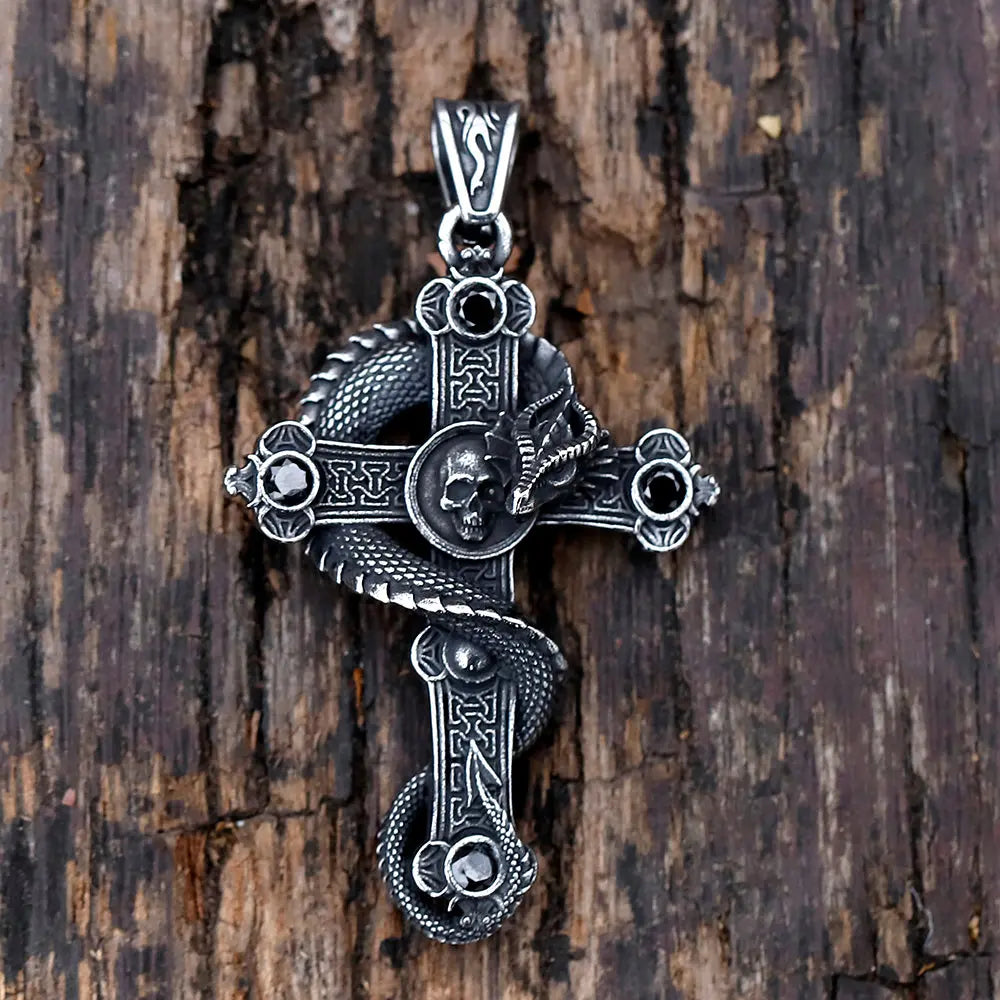 Vintage Winged Dragon Inlaid Stone Pendant - Vrafi Jewelry