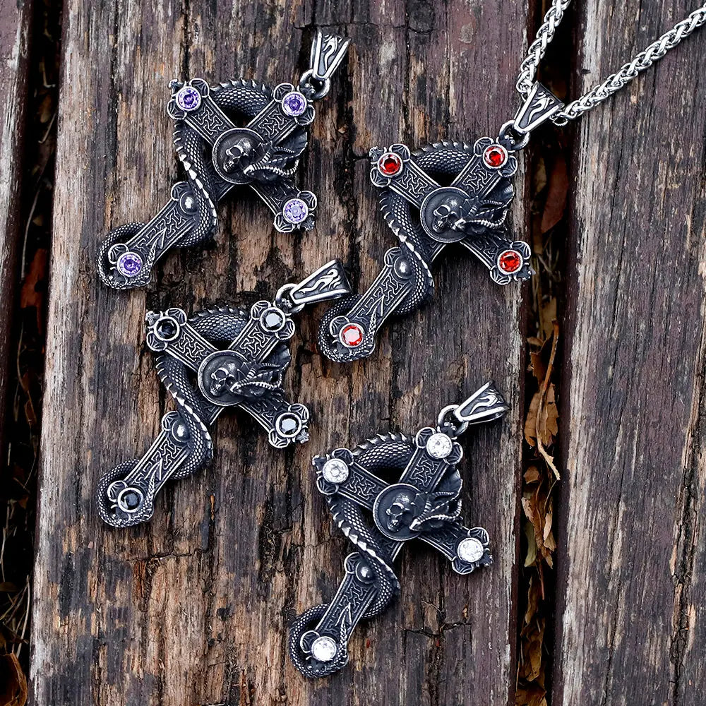 Vintage Winged Dragon Inlaid Stone Pendant - Vrafi Jewelry