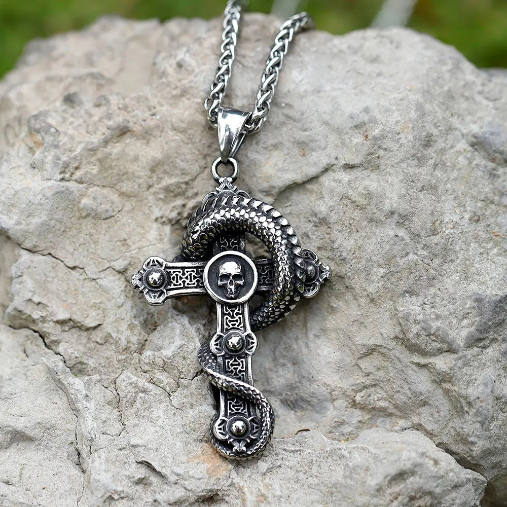 Vintage Winged Dragon Inlaid Stone Pendant - Vrafi Jewelry