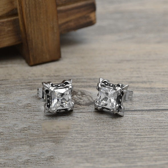 Vintage Baroque Rock Purple Gemstones Stud Earrings