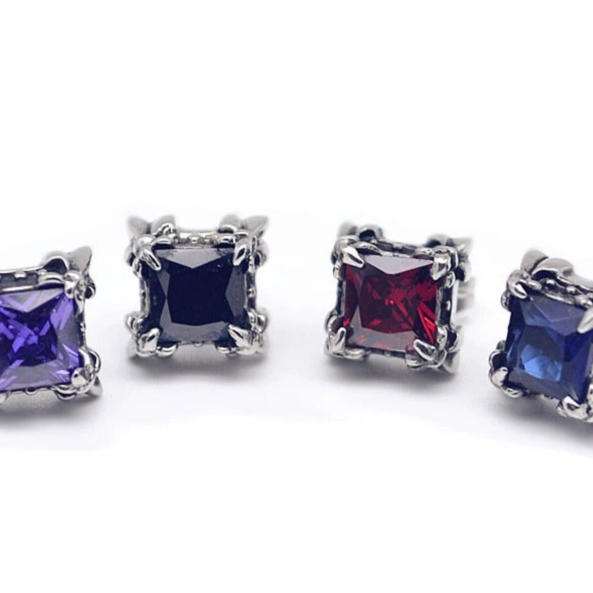 Vintage Baroque Rock Purple Gemstones Stud Earrings