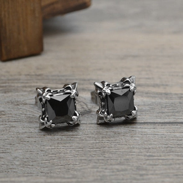 Vintage Baroque Rock Purple Gemstones Stud Earrings