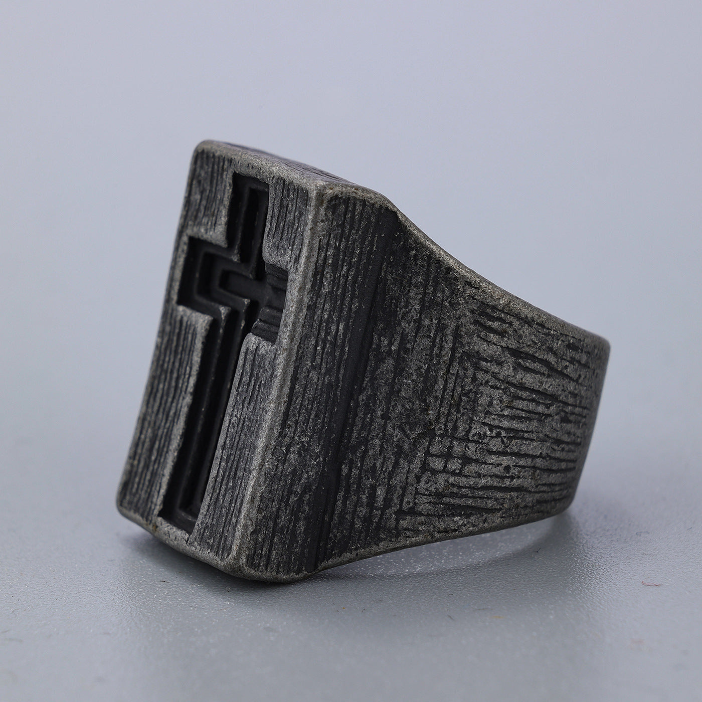 Vintage Cross Stainless Steel Ring-Vrafi Jewelry