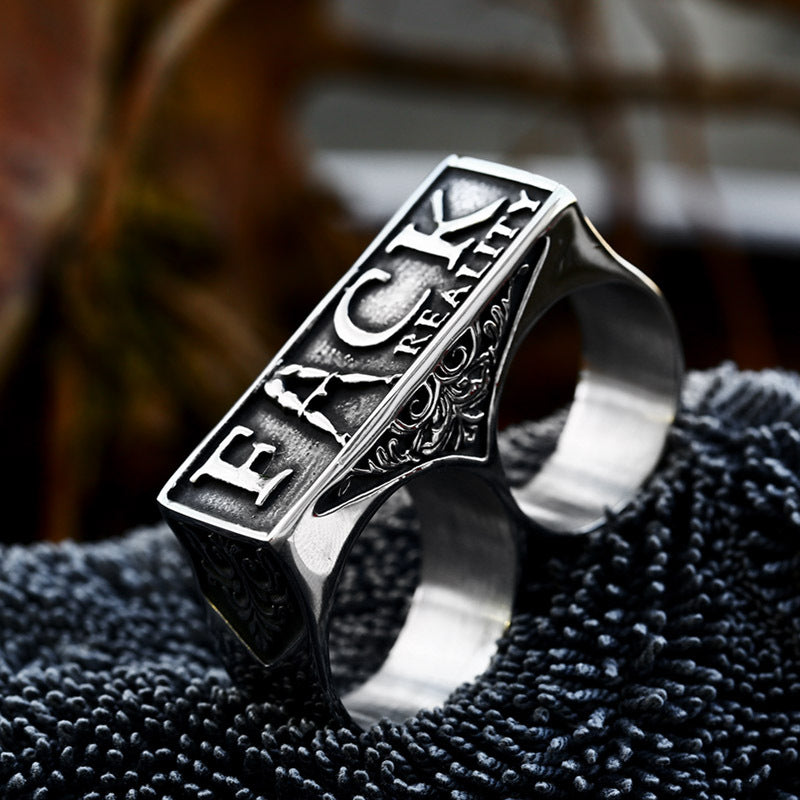 Stainless Steel Two Finger Ring-Vrafi Jewelry