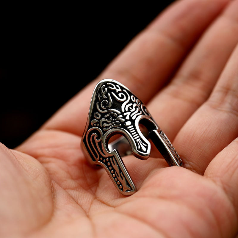 Anello con sigillo minimalista in acciaio inossidabile intagliato