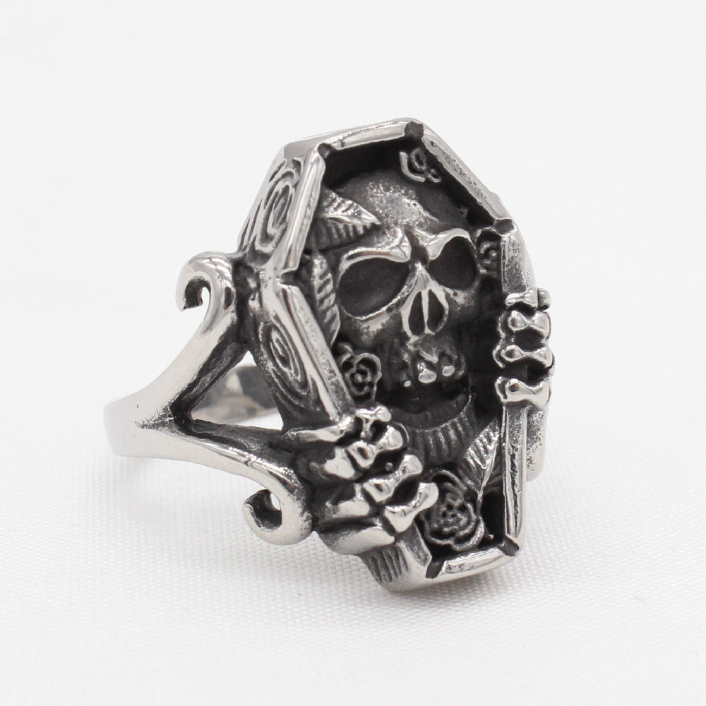 Anillo de acero inoxidable con forma de cuerpo 3D